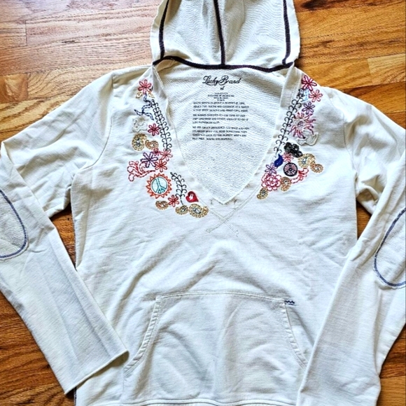 Lucky Brand Cream Embroidered Women's Hoodie FANTASTIC DETAILING!!! - Picture 1 of 6
